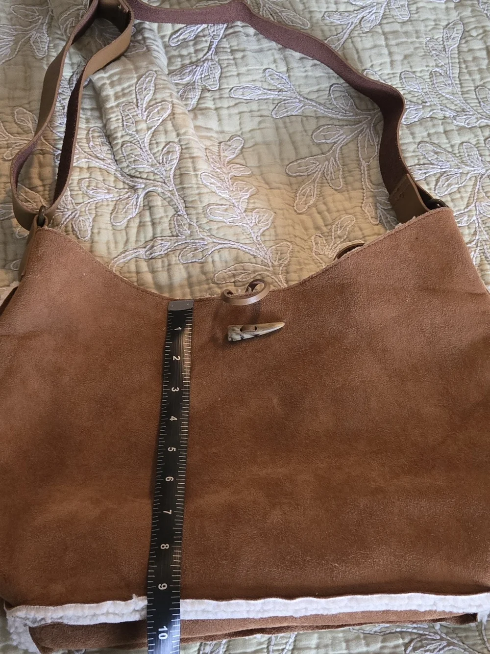 Gap Suede Shearling-Trim Shoulder Bag in Brown - Picture 2 of 10